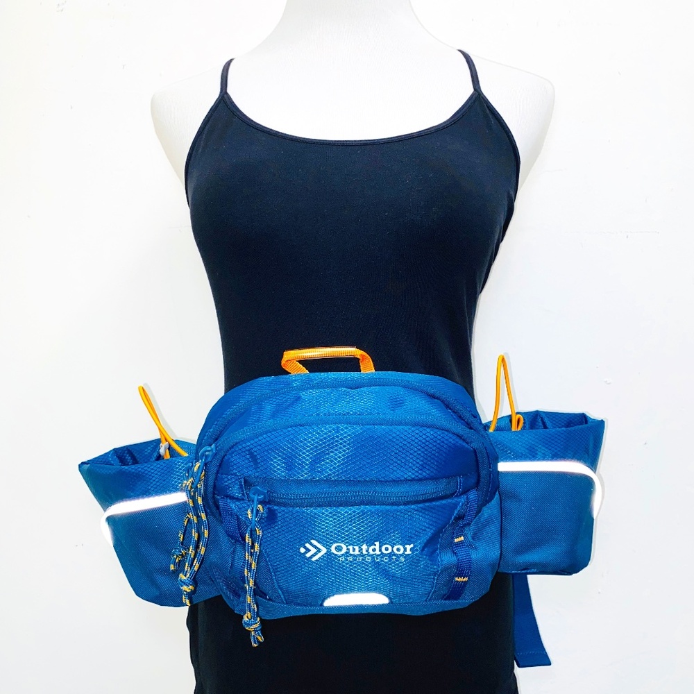 Outdoor Products Waist Pack Fanny Bag Hiking Blue Bottle Pockets
